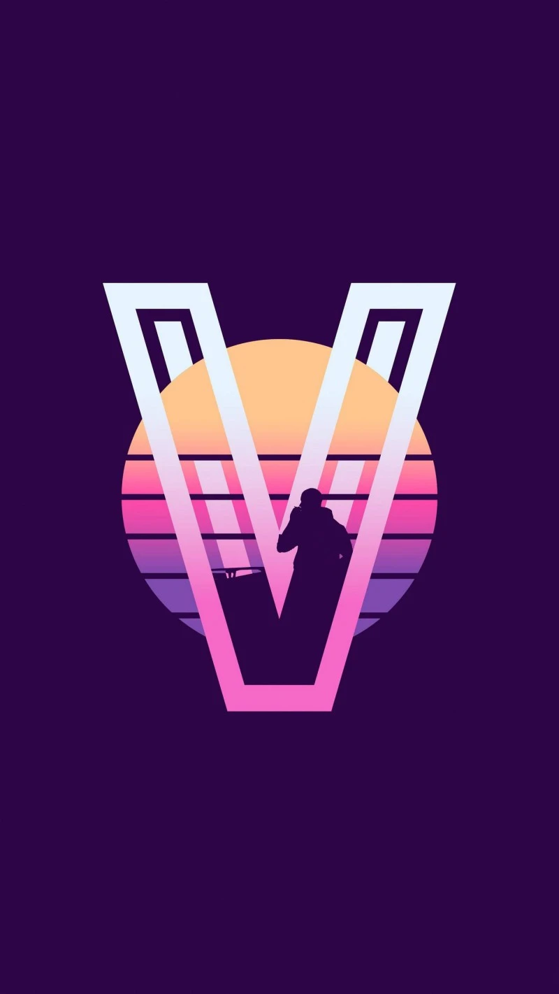 Retro V Logo Design 4K Mobile Wallpaper