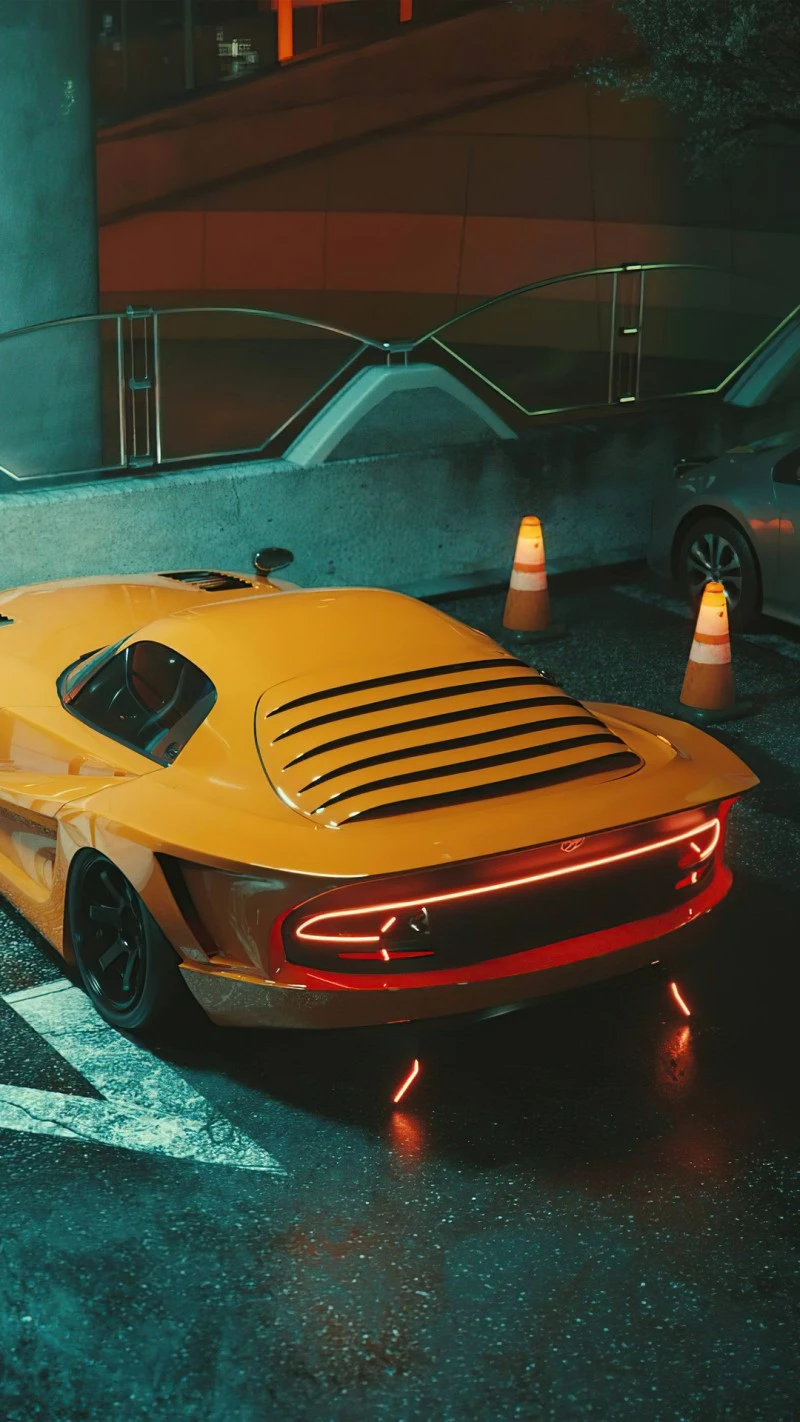 Futuristic Yellow Sports Car 4K Mobile Wallpaper