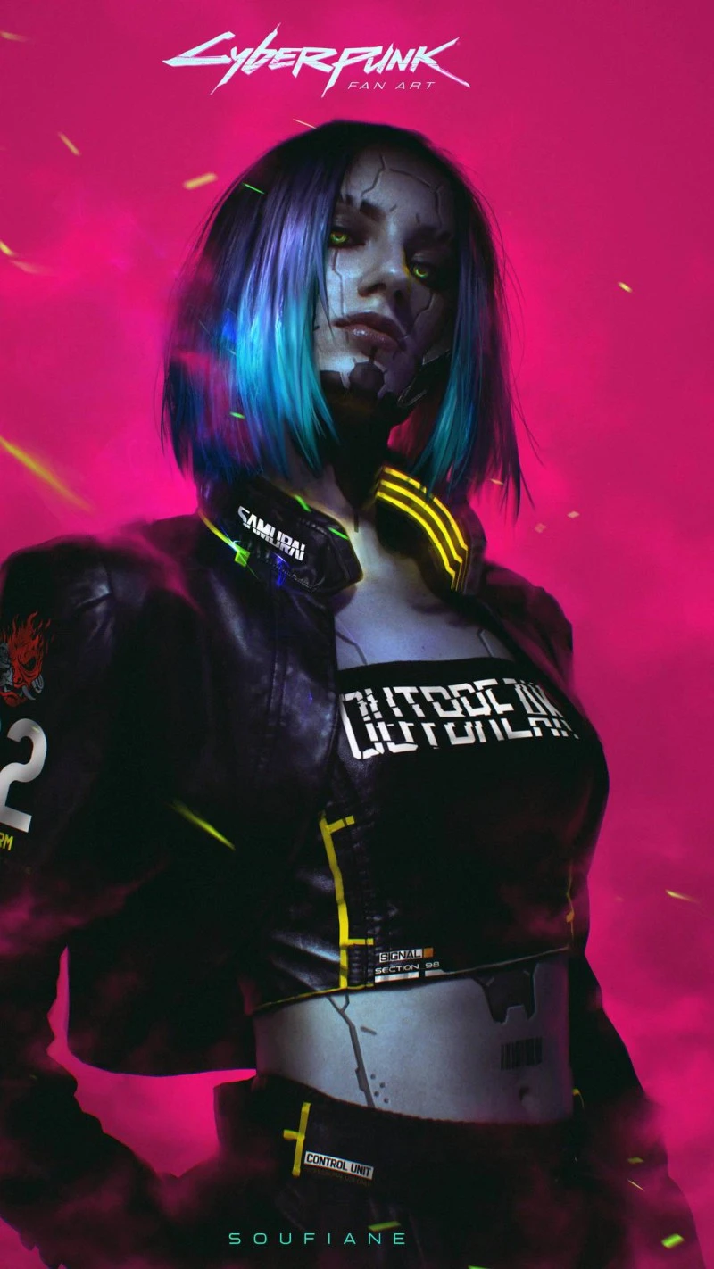 Cyberpunk Female Character 4K Mobile Wallpaper