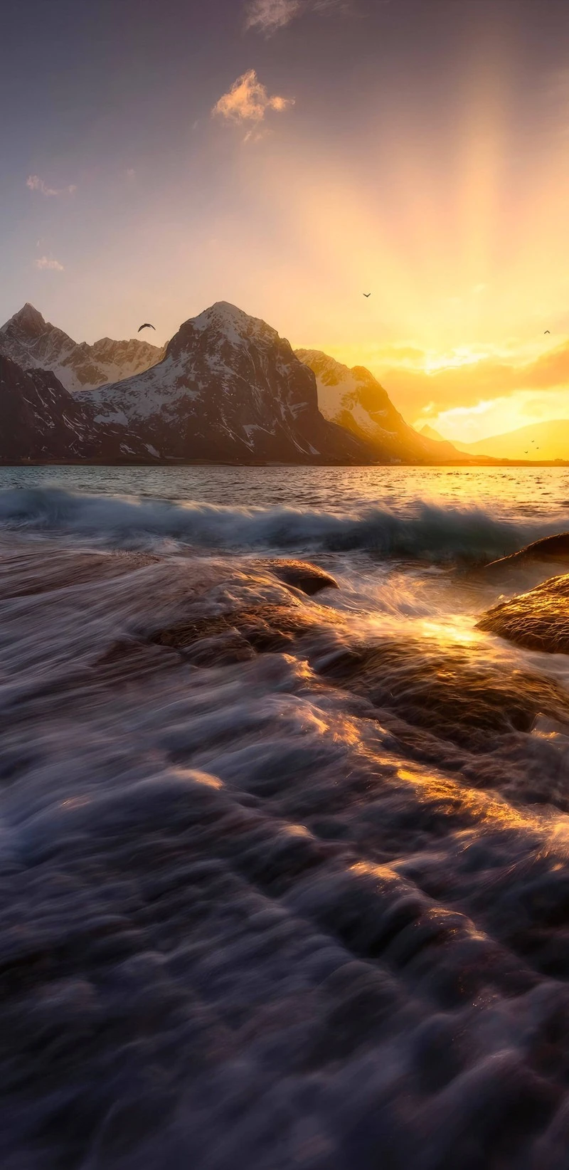 Sunset over the Norwegian Fjords 4K Mobile Wallpaper