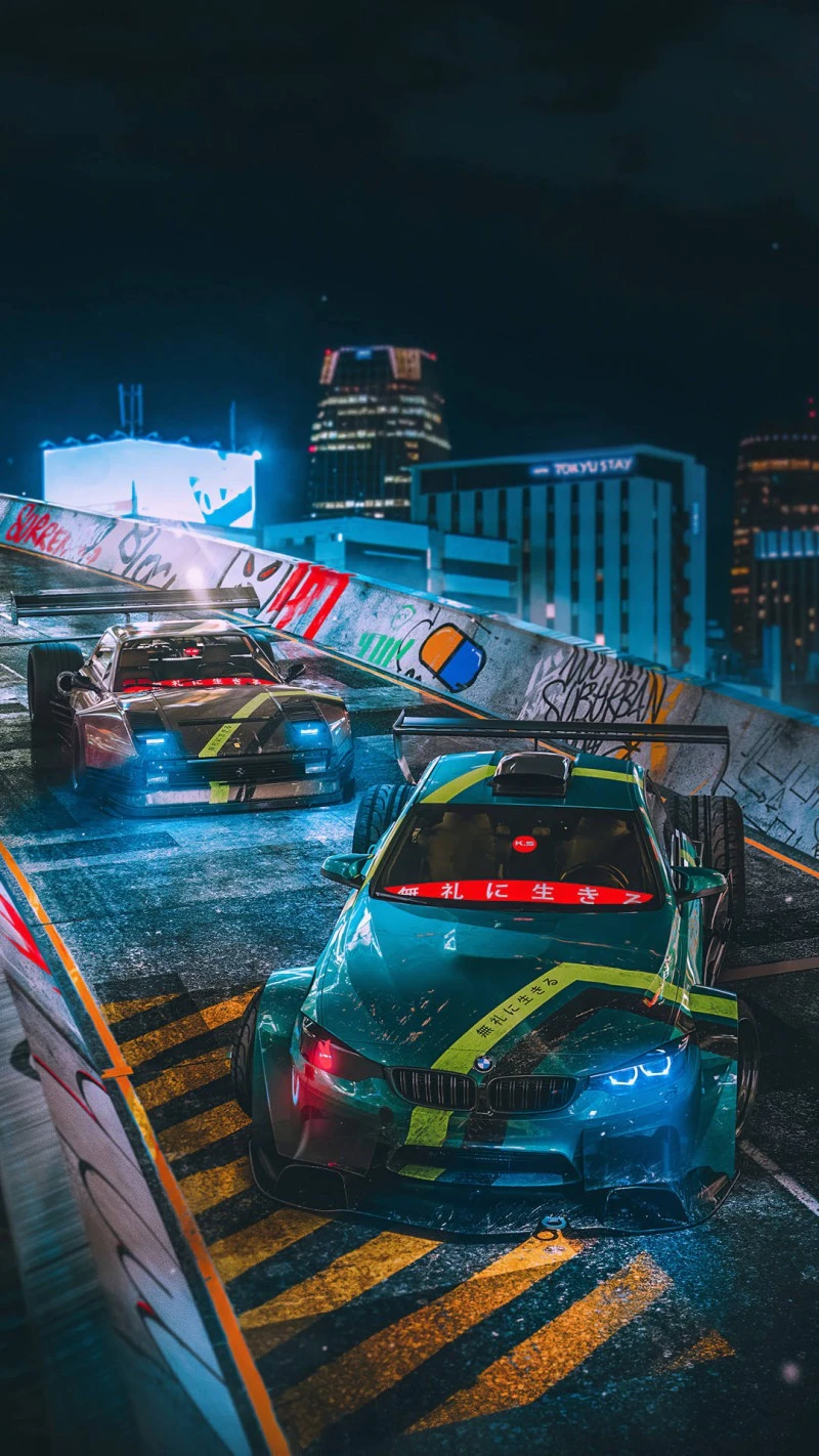Cyberpunk City Race 4K Mobile Wallpaper