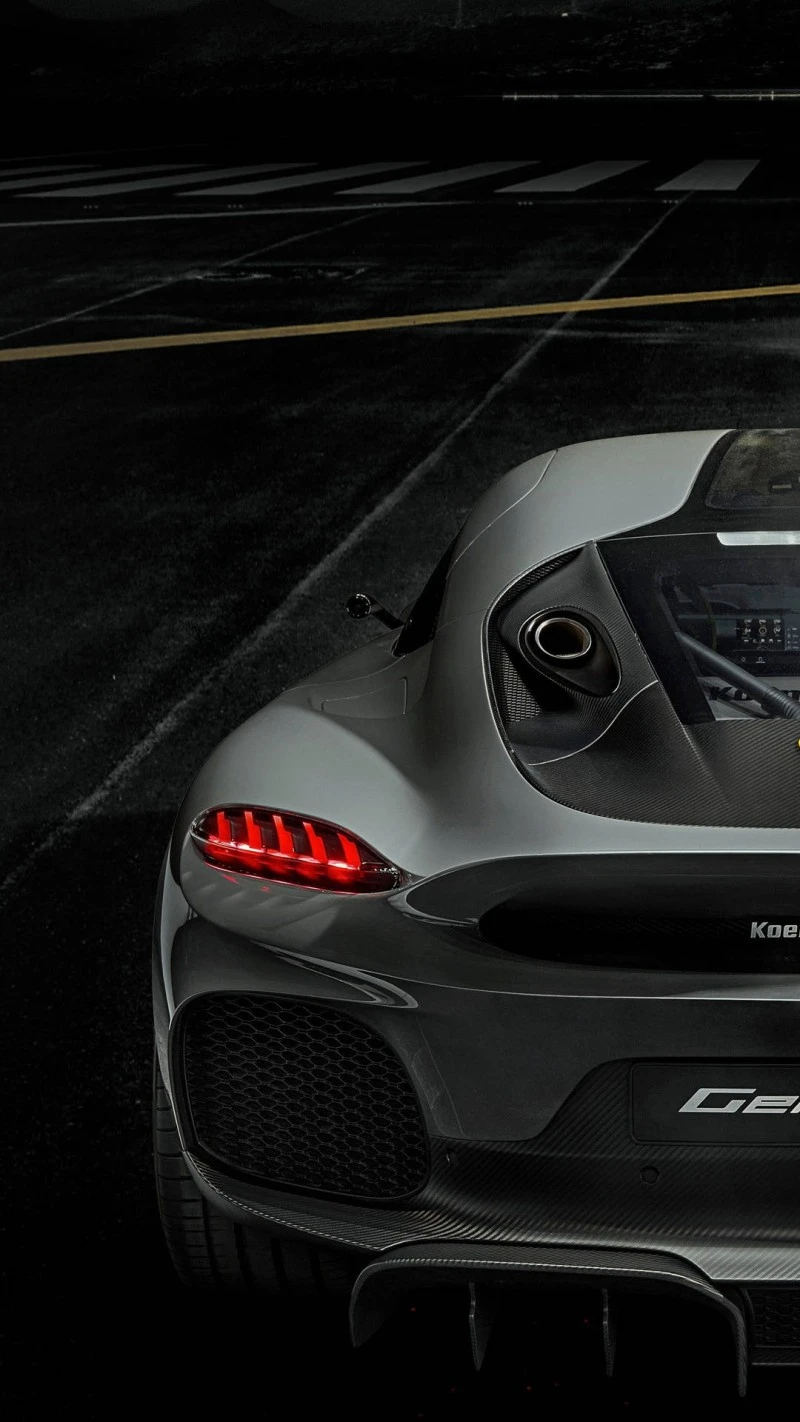 Rear View of a Sleek Silver Sports Car 4K Mobile Wallpaper