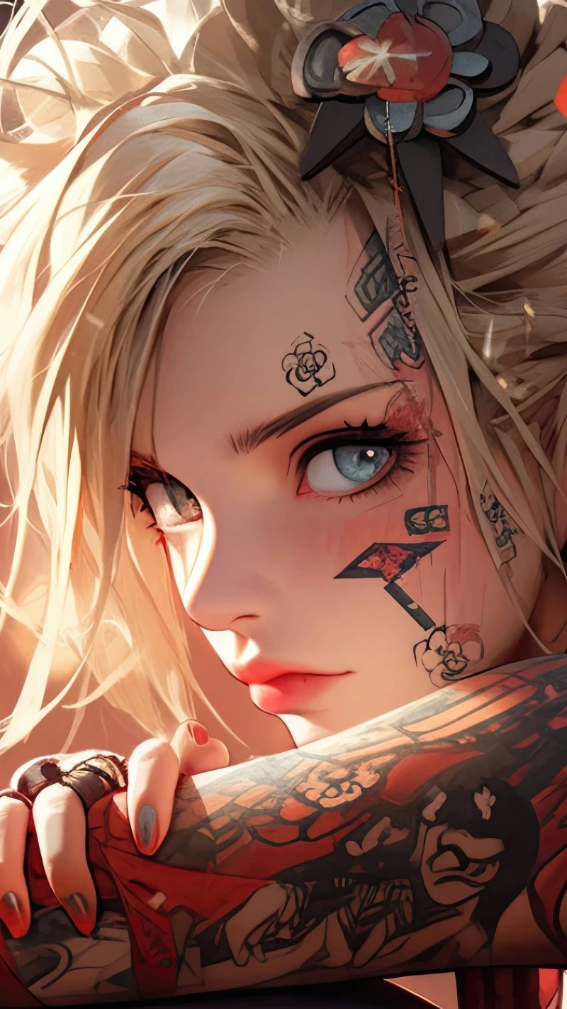 Tattooed Anime Girl 4K Mobile Wallpaper