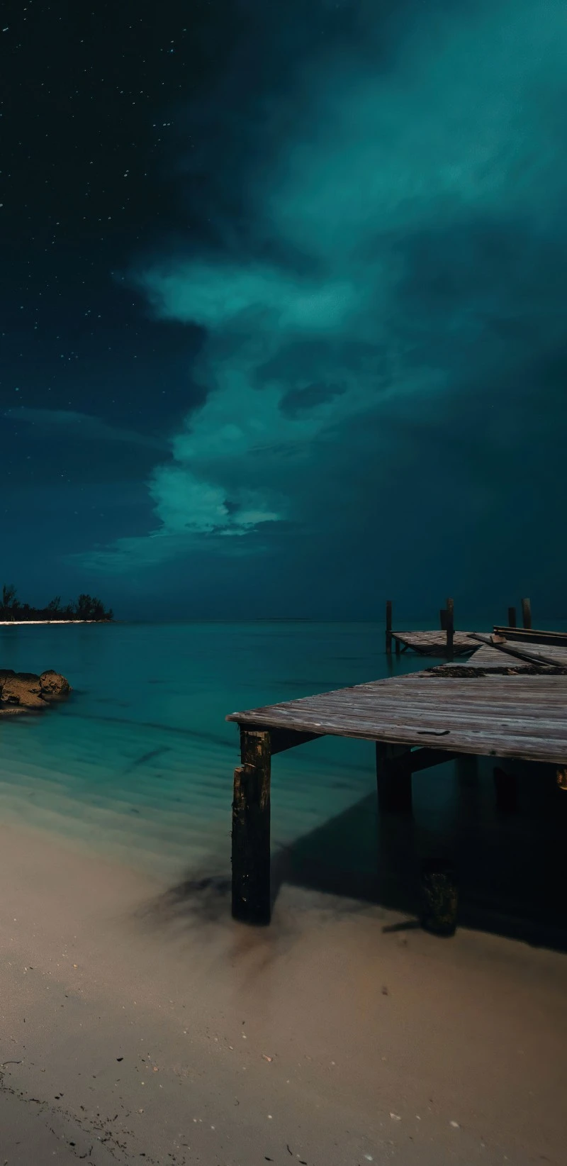 Starry Night at the Old Dock 4K Mobile Wallpaper