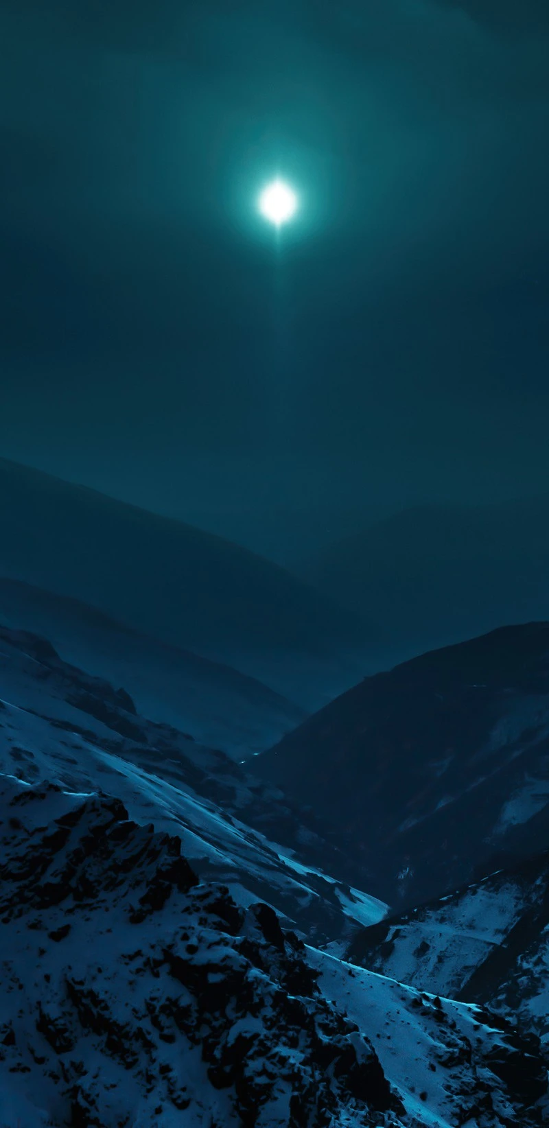 Moonlit Mountain Range 4K Mobile Wallpaper