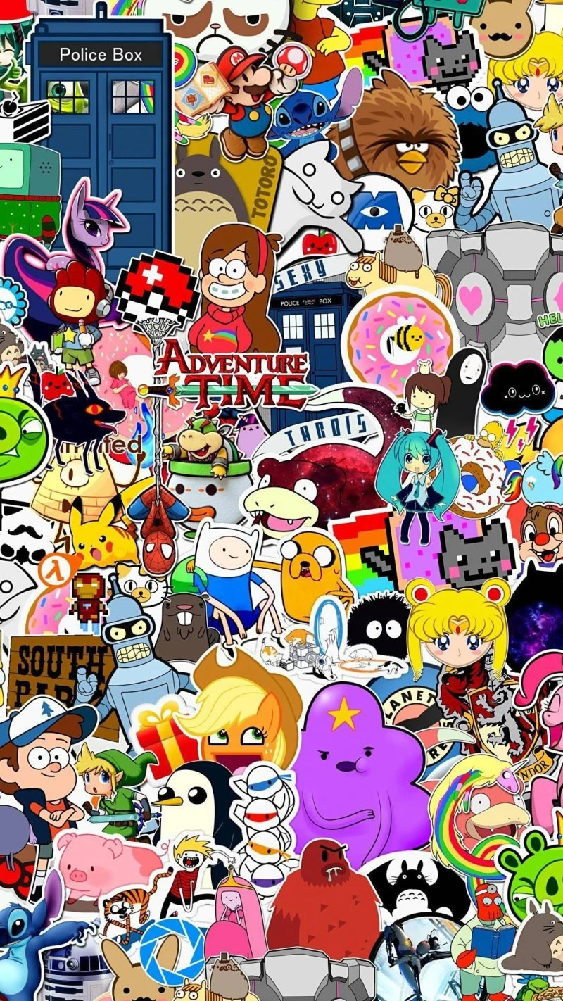 Cartoon Character Collage 4K Mobile Wallpaper