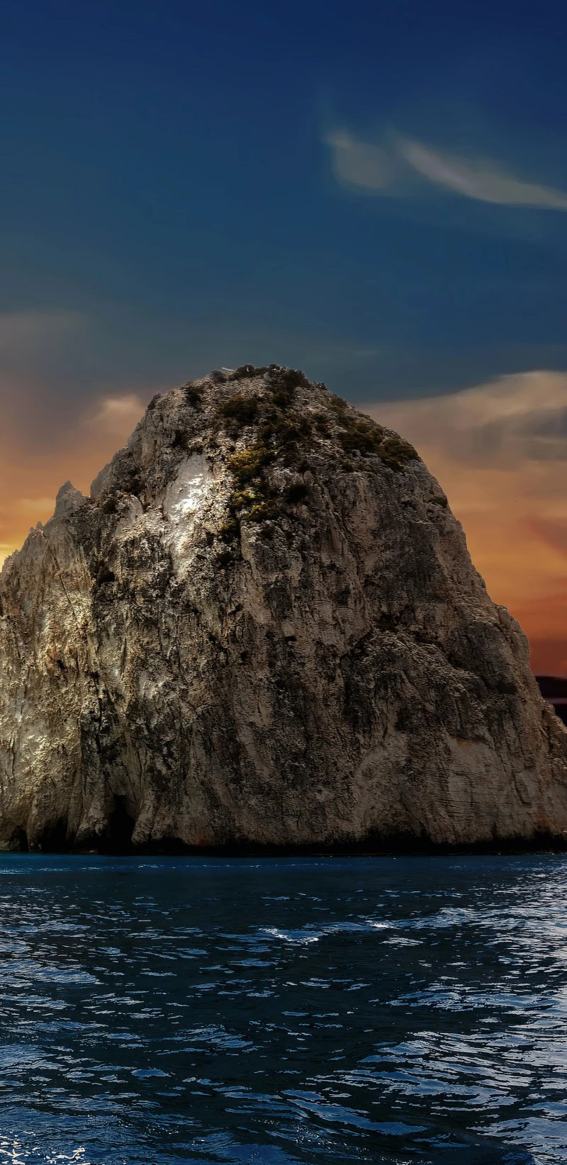 Majestic Rock Island at Sunset 4K Mobile Wallpaper