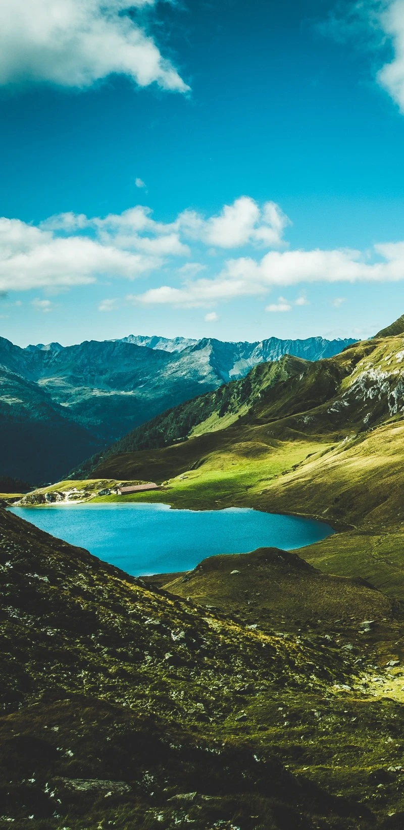 Alpine Lake Nestled in Mountain Valley 4K Mobile Wallpaper