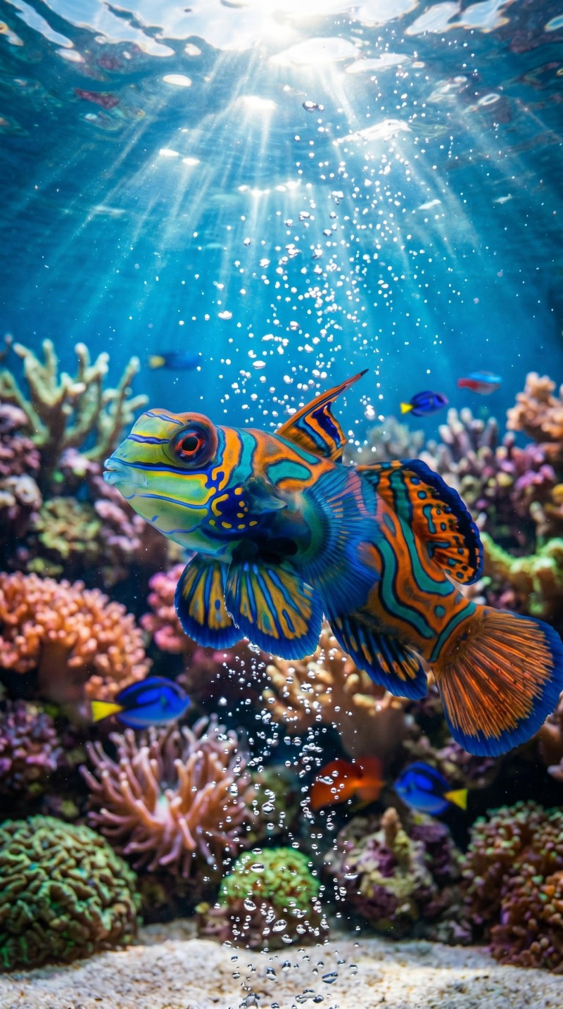 Vibrant Colorful Fish Swimming in Ocean Water Scene Wallpaper 4K Fish Wallpaper
