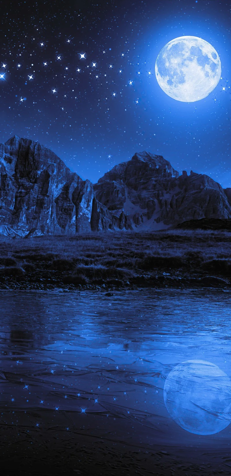 Moonlit Mountains 4K Mobile Wallpaper