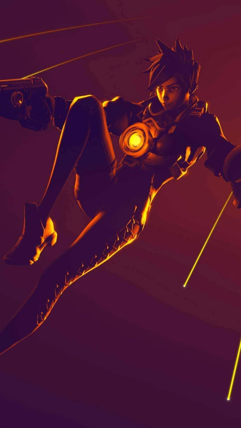 Overwatch: Tracer - Dynamic Silhouette 4K Mobile Wallpaper