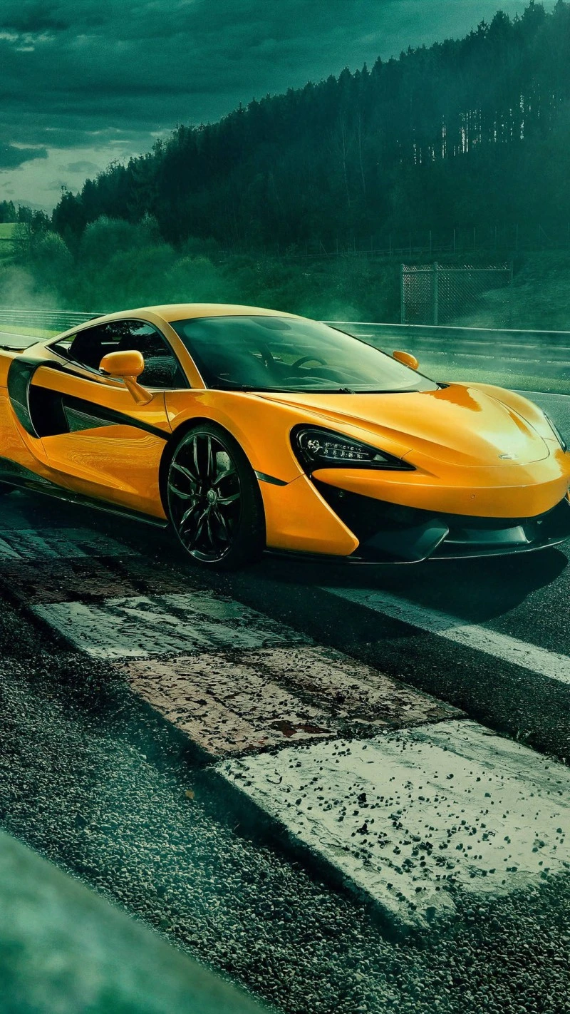 Yellow McLaren 720S on Racetrack 4K Mobile Wallpaper