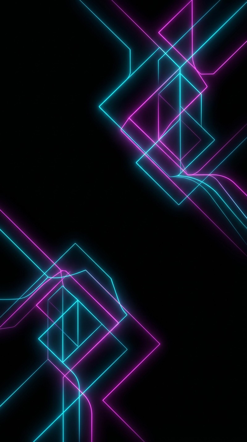 Glowing Neon Geometric Shapes Black Mobile Wallpaper 4K Ink Wallpaper