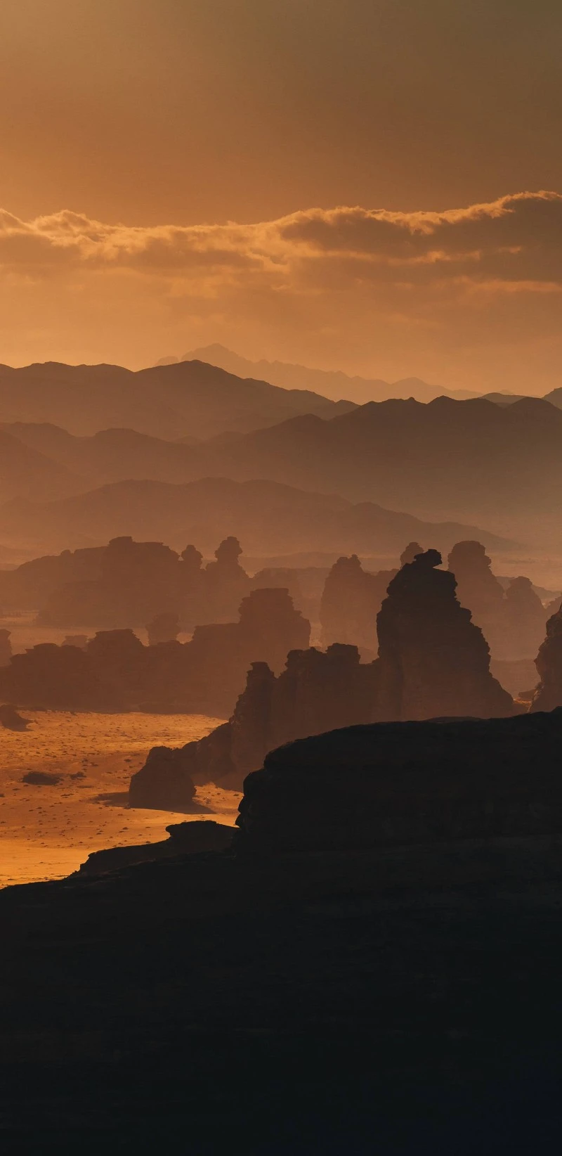 Desert Sunset Silhouette 4K Mobile Wallpaper