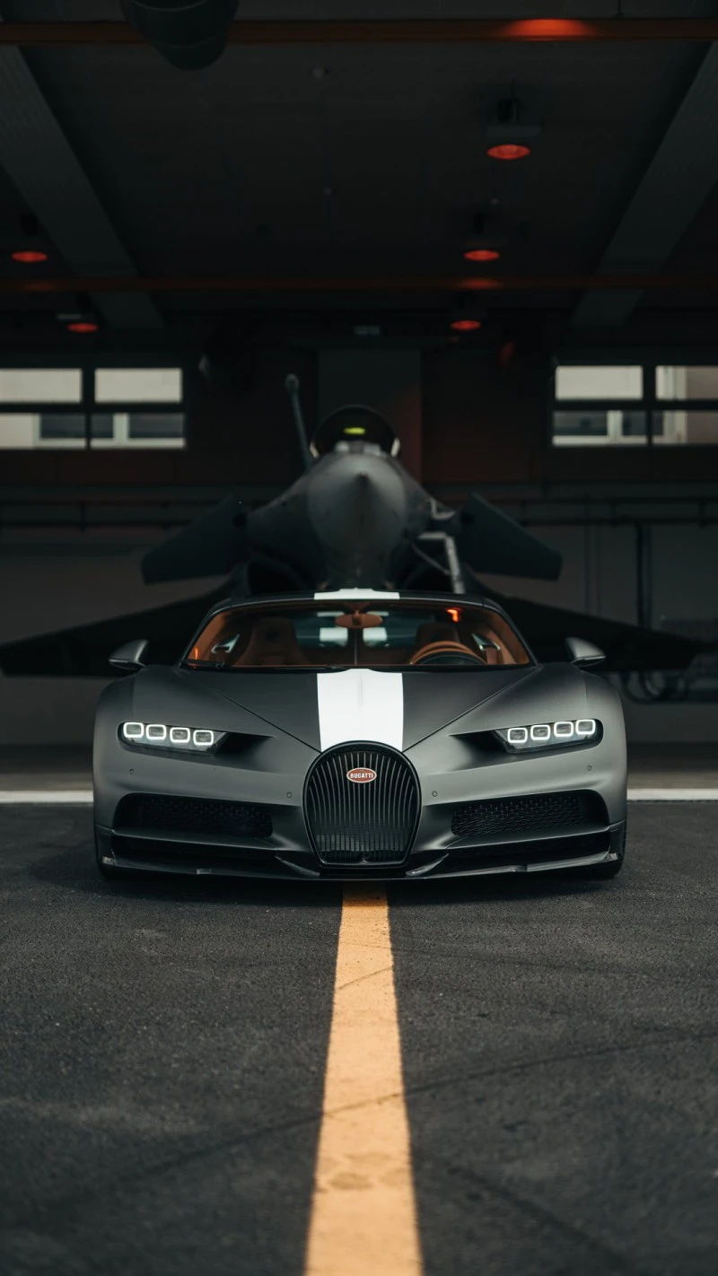 Bugatti Chiron in Hangar 4K Mobile Wallpaper