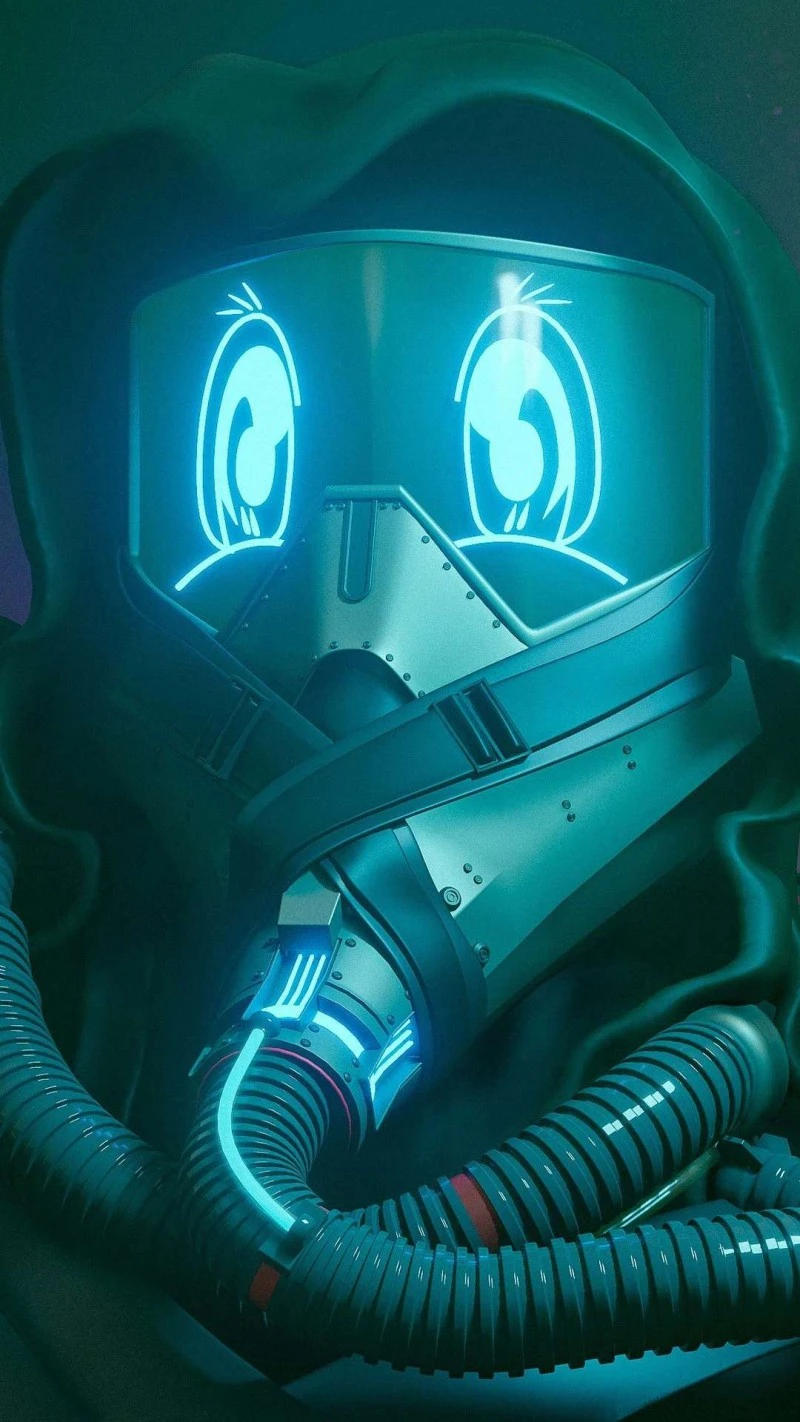 Cyberpunk Gas Mask 4K Mobile Wallpaper