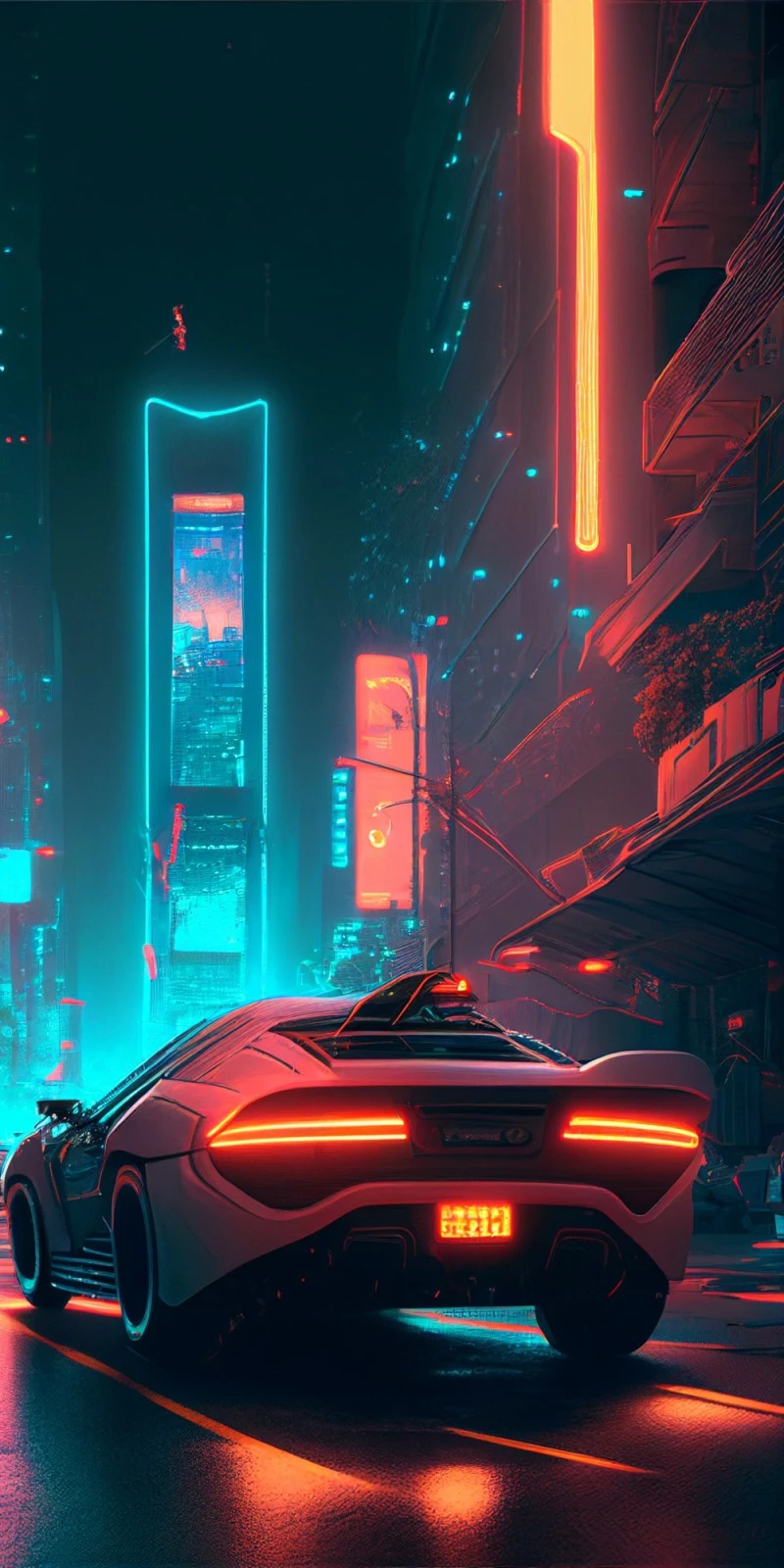 Neon City Nightscape 4K Mobile Wallpaper