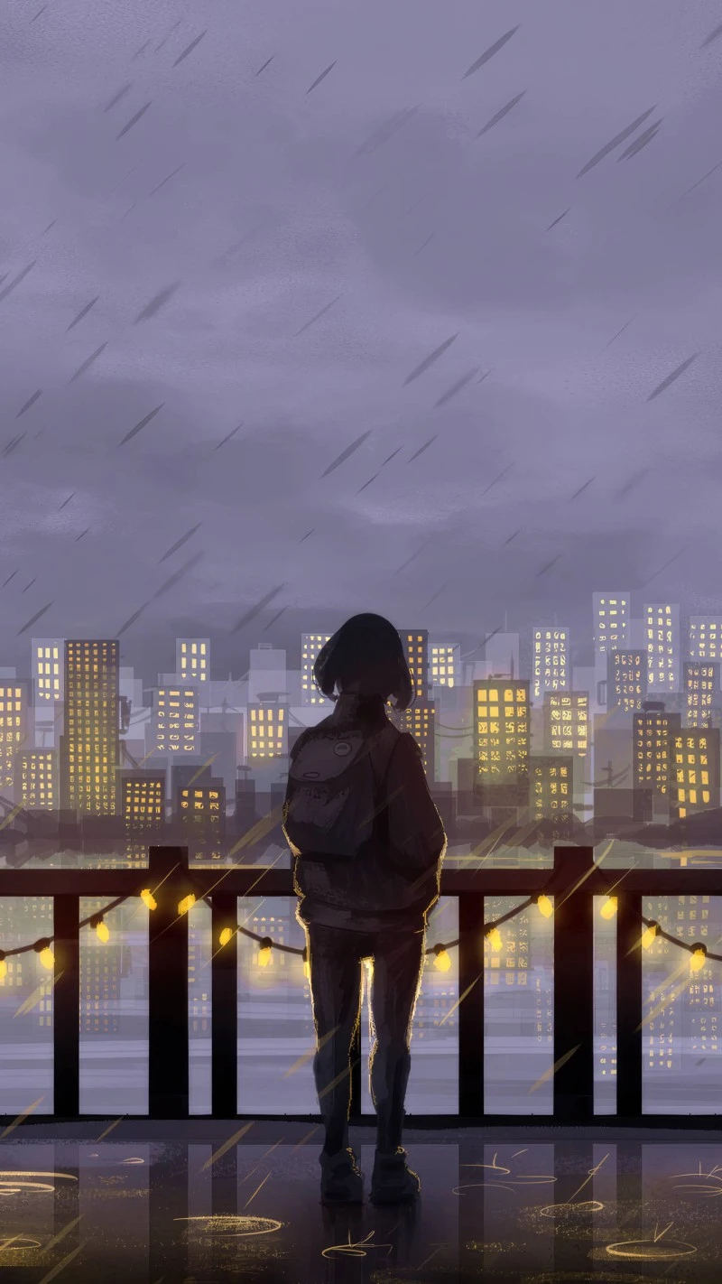 Rainy Cityscape 4K Mobile Wallpaper