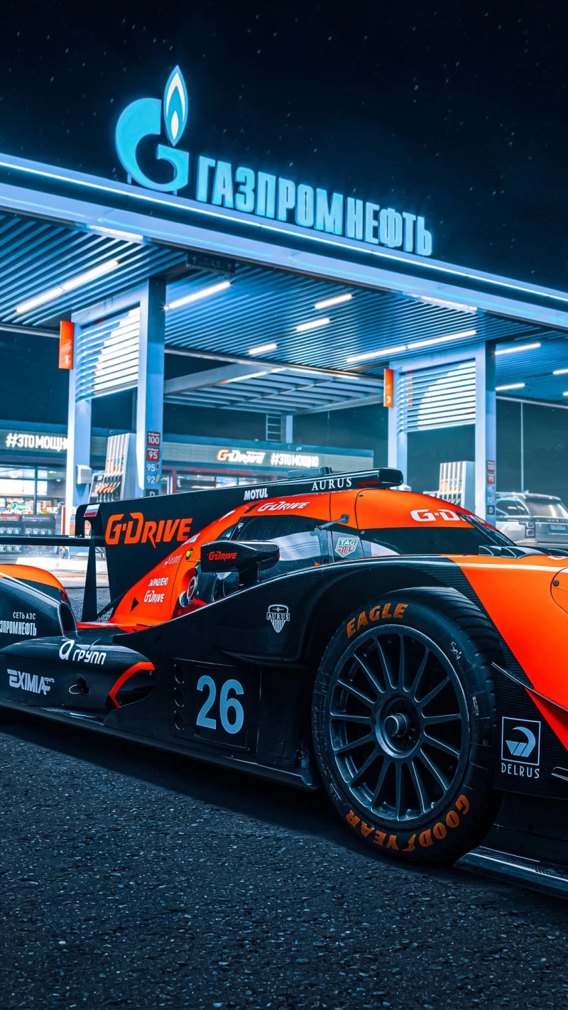 G-Drive Racing Car at Night 4K Mobile Wallpaper