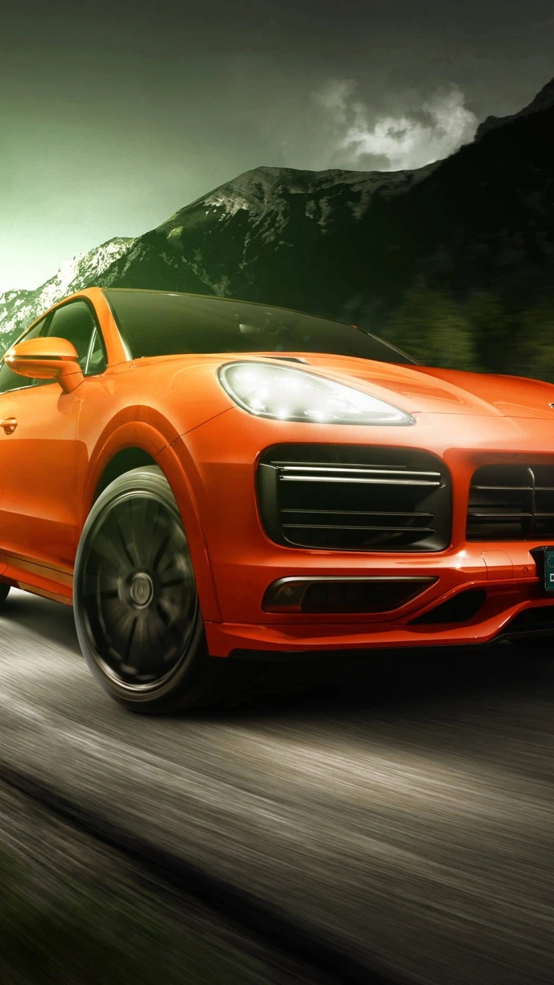 Porsche Cayenne on Mountain Road 4K Mobile Wallpaper