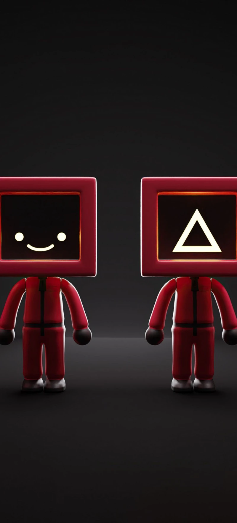 Squid Game: Smiling and Triangle Guards 4K Mobile Wallpaper