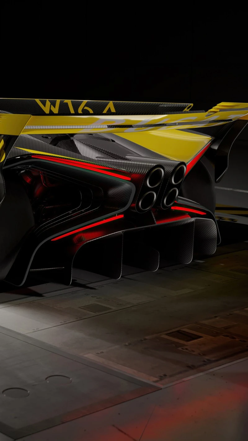 Bugatti Rear View: Yellow Hypercar Details 4K Mobile Wallpaper