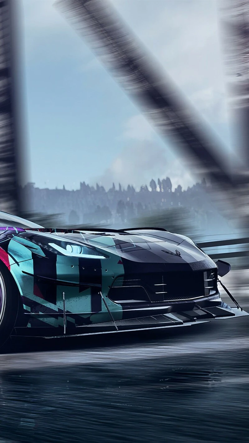 Tuned Corvette with Motion Blur 4K Mobile Wallpaper