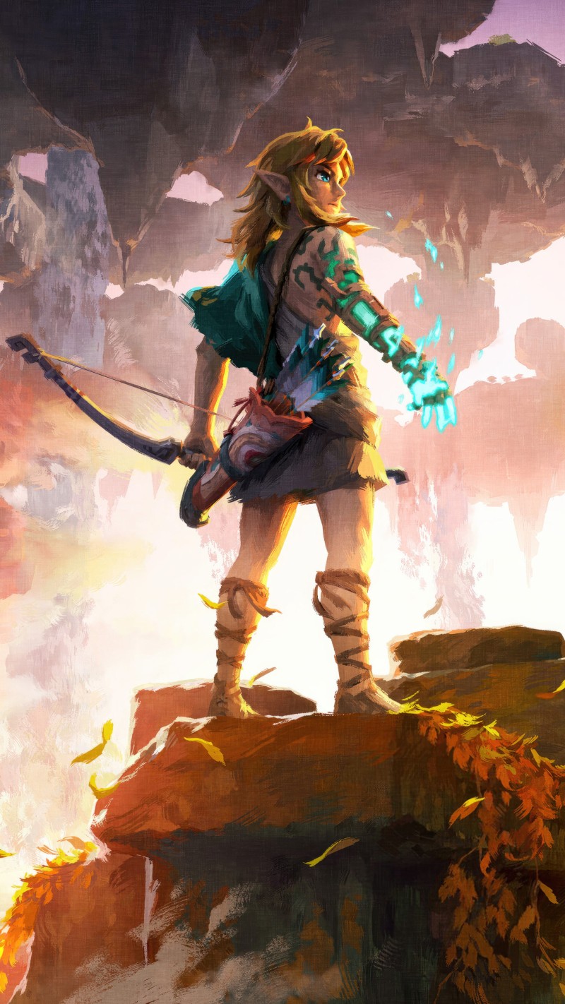Vibrant Orange Fantasy Link Explores New Lands in 5K 4K Mobile Wallpaper