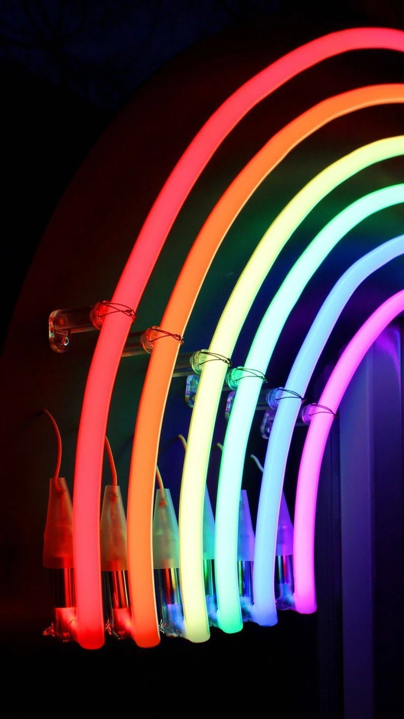 Rainbow Neon Detail 4K Mobile Wallpaper