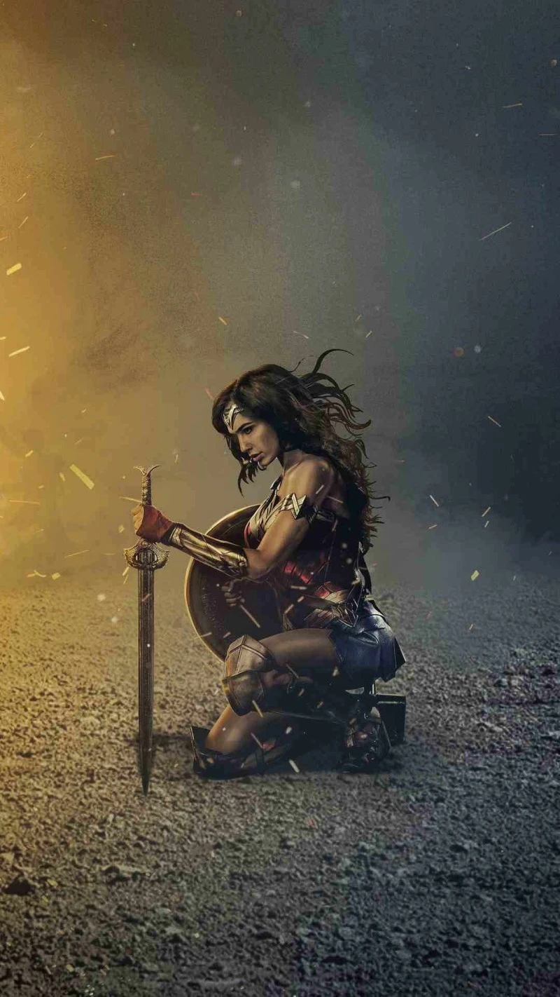 Wonder Woman in Reflection 4K Mobile Wallpaper