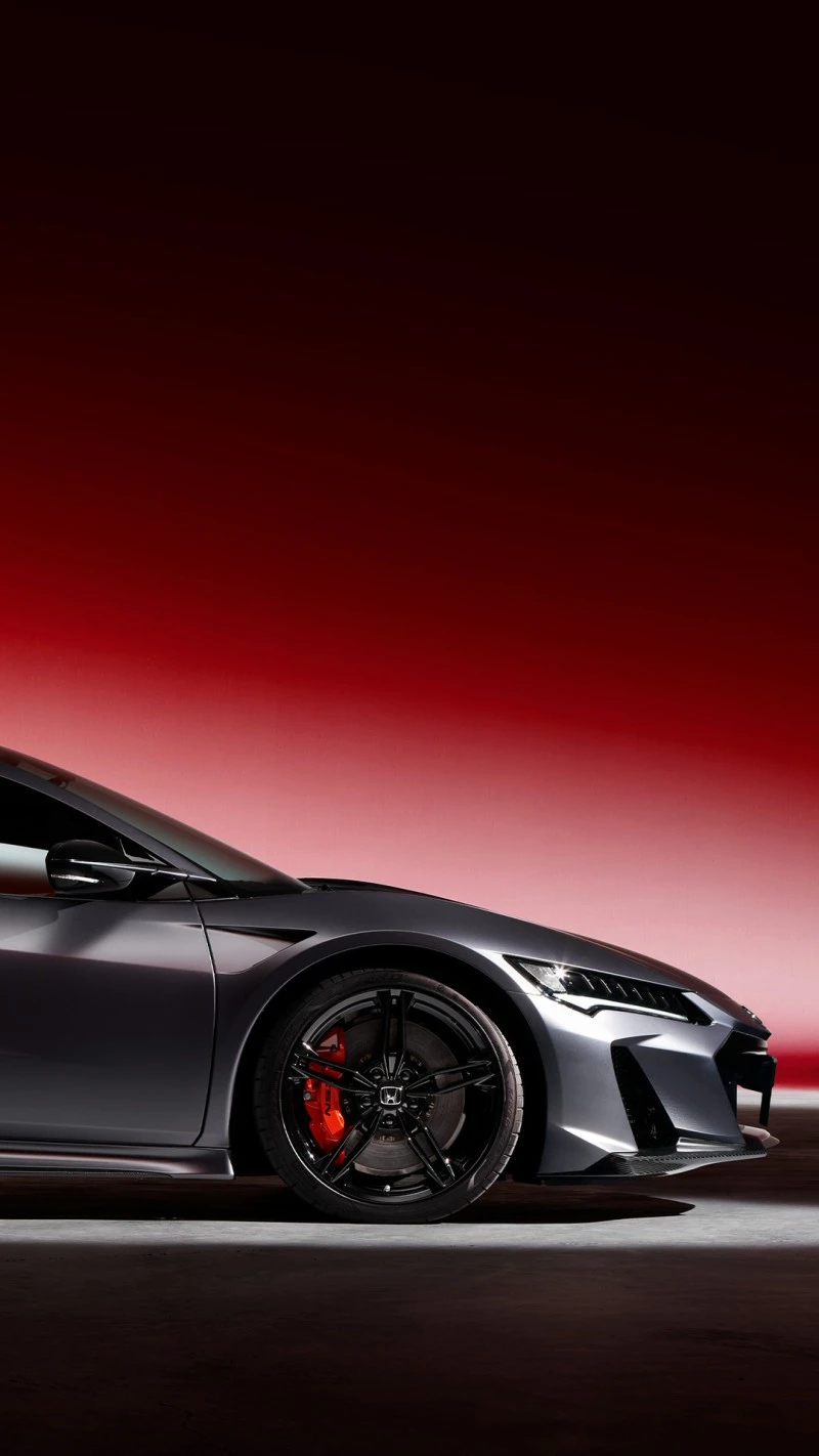 Acura NSX Side Profile in Red Studio Lighting 4K Mobile Wallpaper
