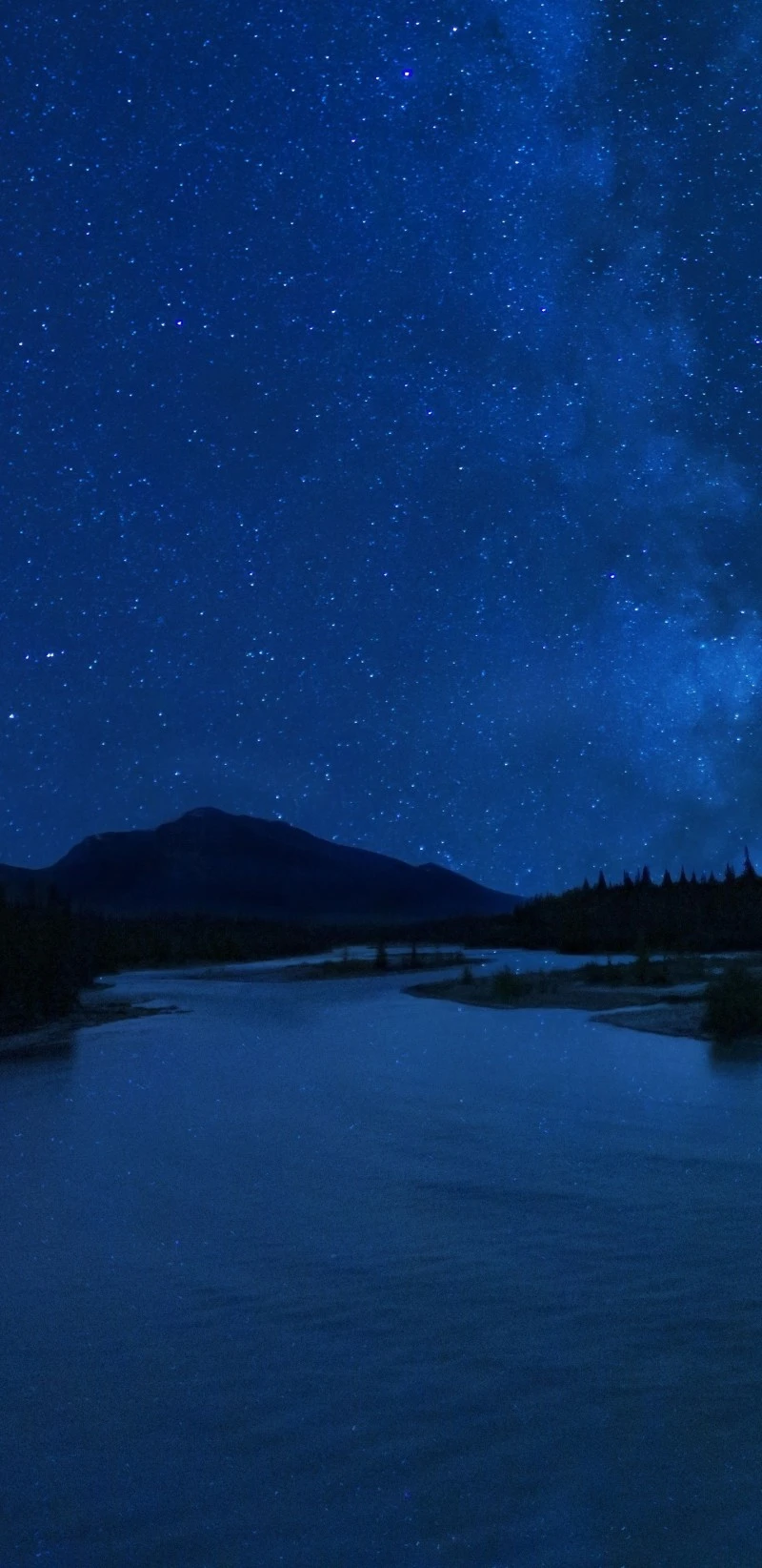 Milky Way over Serene River 4K Mobile Wallpaper