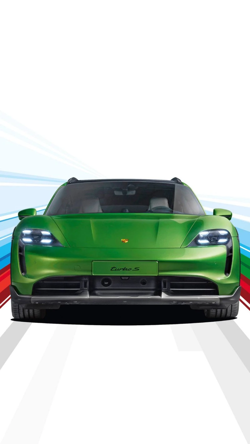 Green Machine: Porsche Taycan Turbo S 4K Mobile Wallpaper