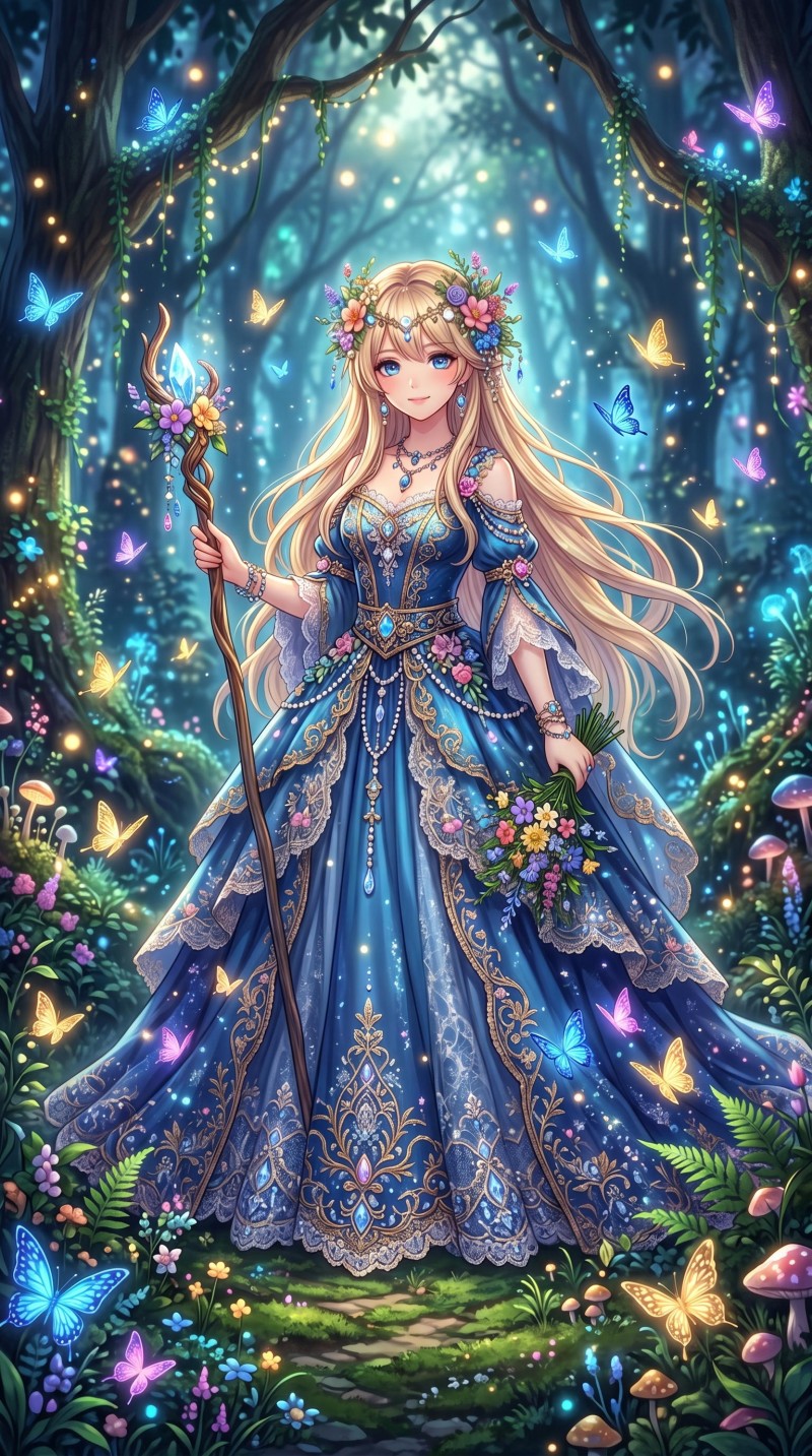Epic Fantasy Anime Girl in a Magical Forest Wallpaper 4K Wing Wallpaper