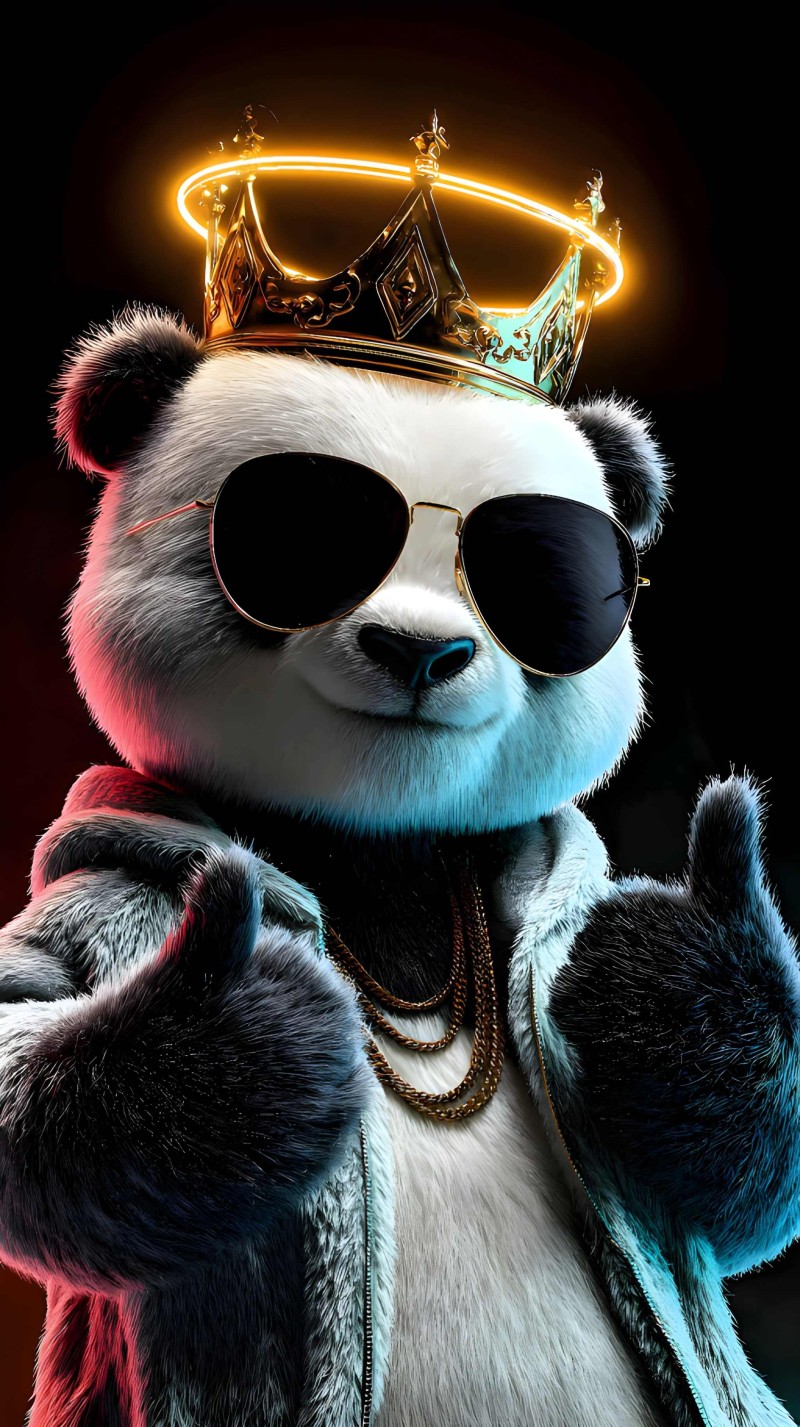 Neon Lit Panda King Wallpaper iPhone Background 4K Crow Wallpaper