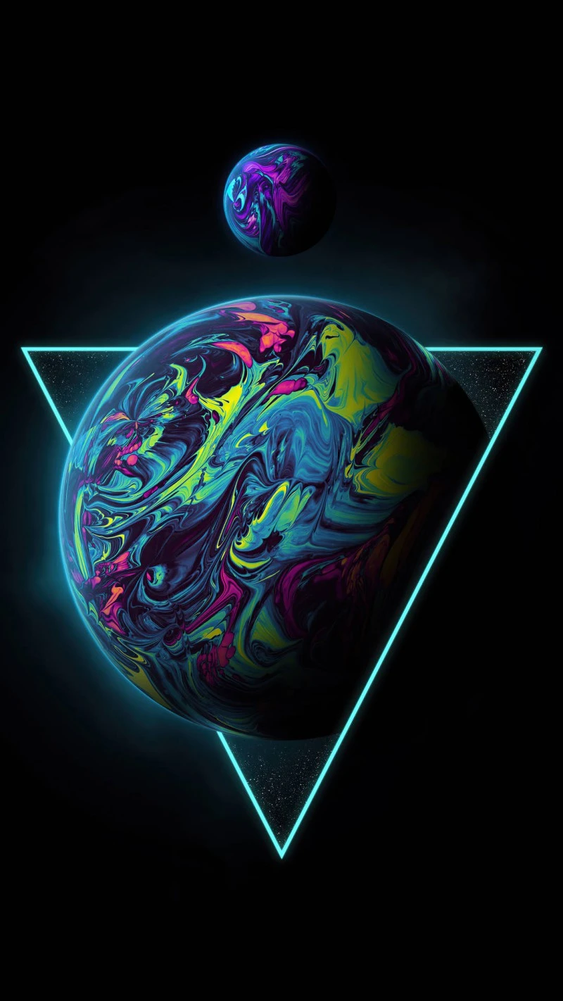 Cosmic Neon Planets 4K Mobile Wallpaper