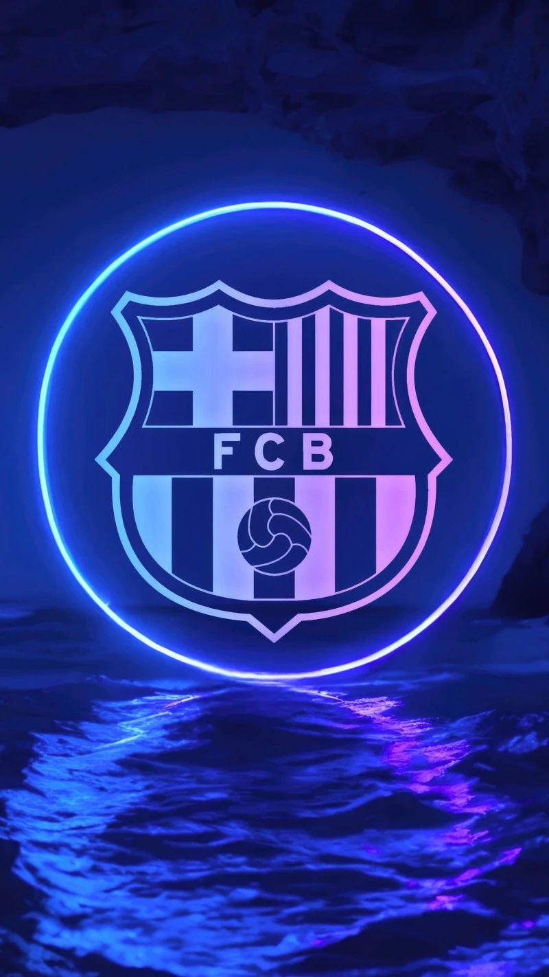 FC Barcelona Neon Logo Wallpaper 4K Mobile Wallpaper