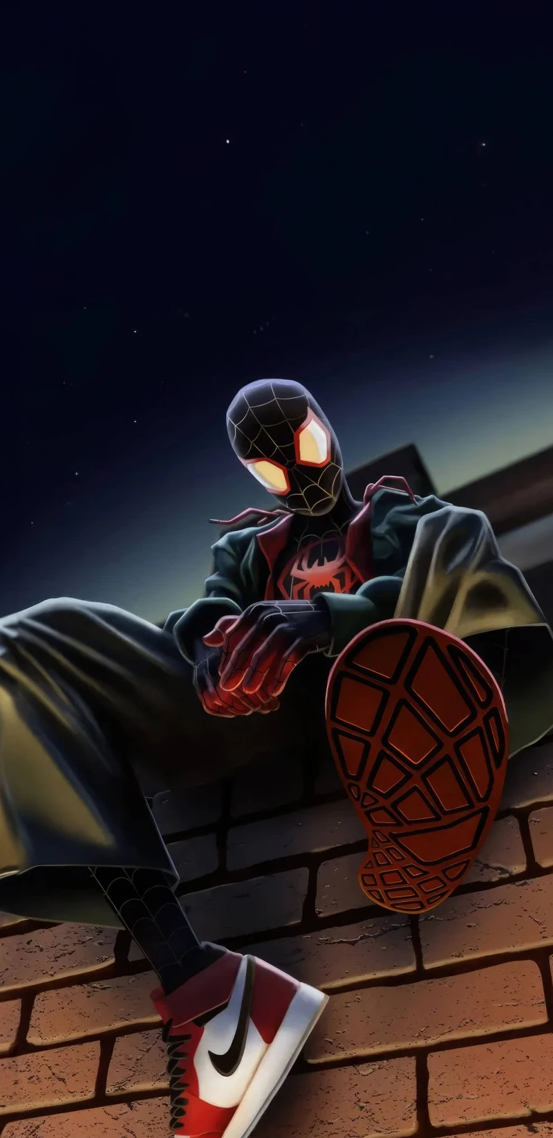 Miles Morales: Rooftop Chill 4K Mobile Wallpaper