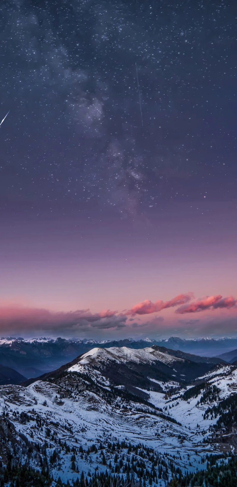 Milky Way over Snow-Covered Peaks 4K Mobile Wallpaper