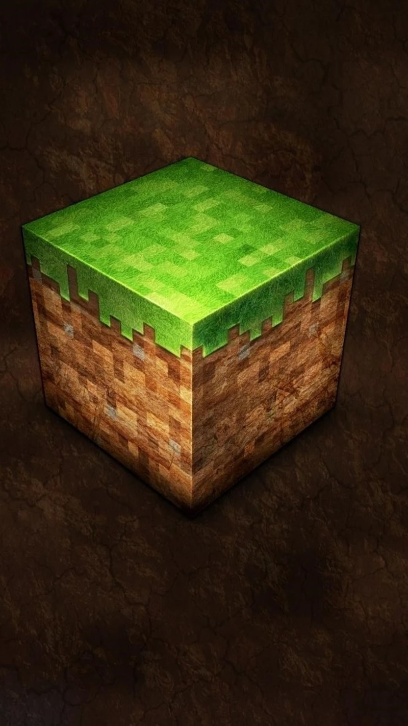 Classic Minecraft Grass Block 4K Mobile Wallpaper
