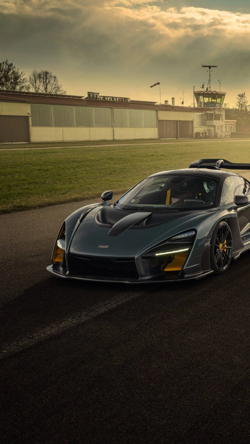 McLaren Senna on a Runway 4K Mobile Wallpaper