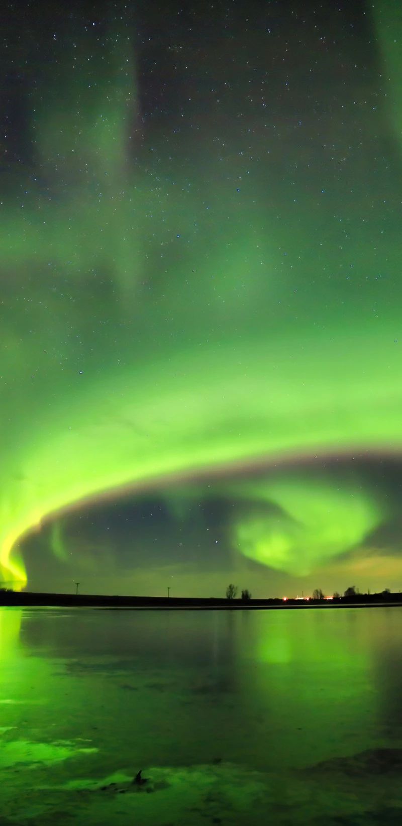 Aurora Borealis Reflection 4K Mobile Wallpaper