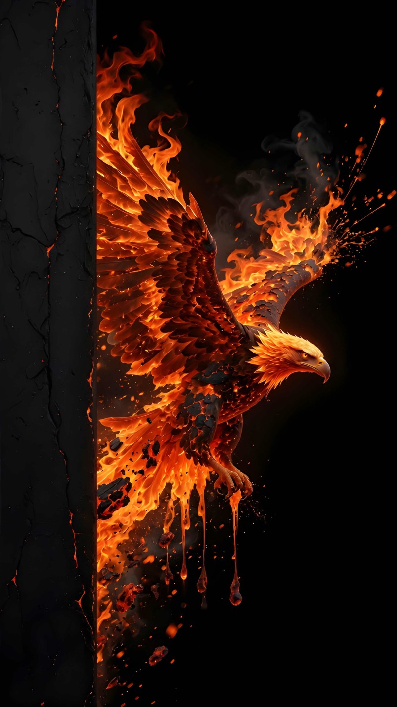 Phoenix Rising Flame Wallpaper Dark Aesthetic 4K Fiery Wallpaper