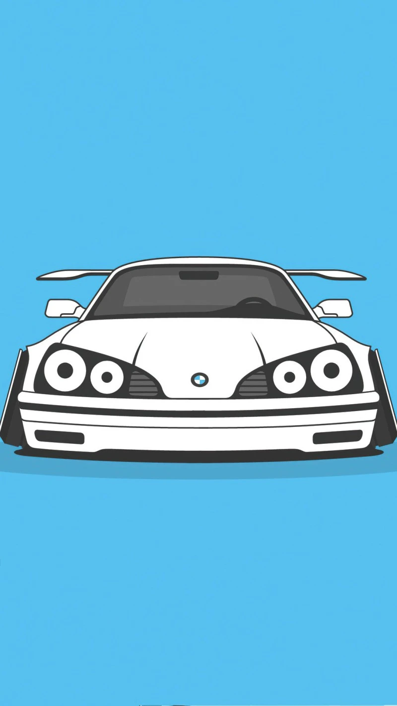 White BMW Custom Car Illustration 4K Mobile Wallpaper