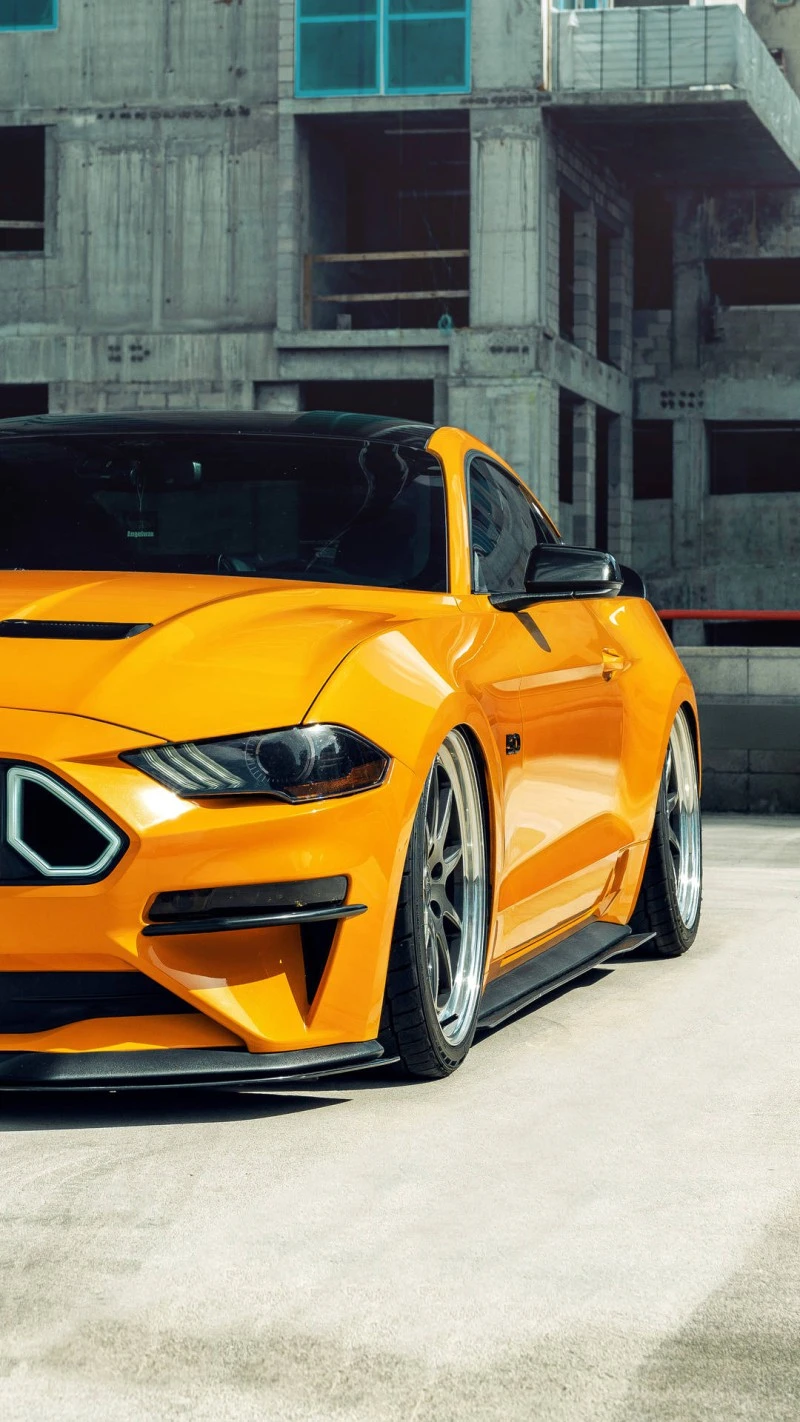 Modified Yellow Ford Mustang 4K Mobile Wallpaper