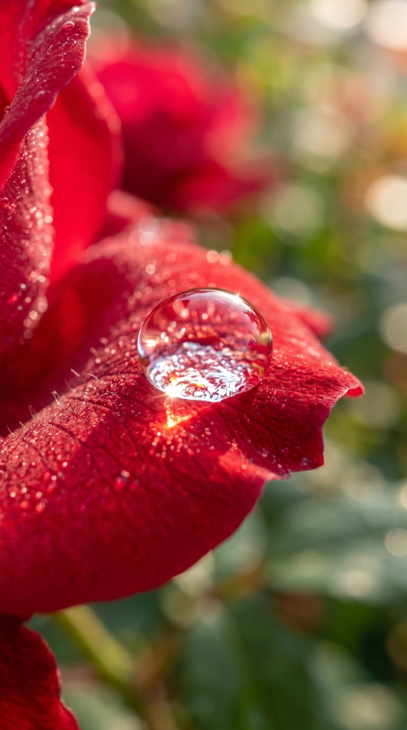 Red Rose with Dew Drop Close-up 4K Phone Wallpaper 4K Red Wallpaper