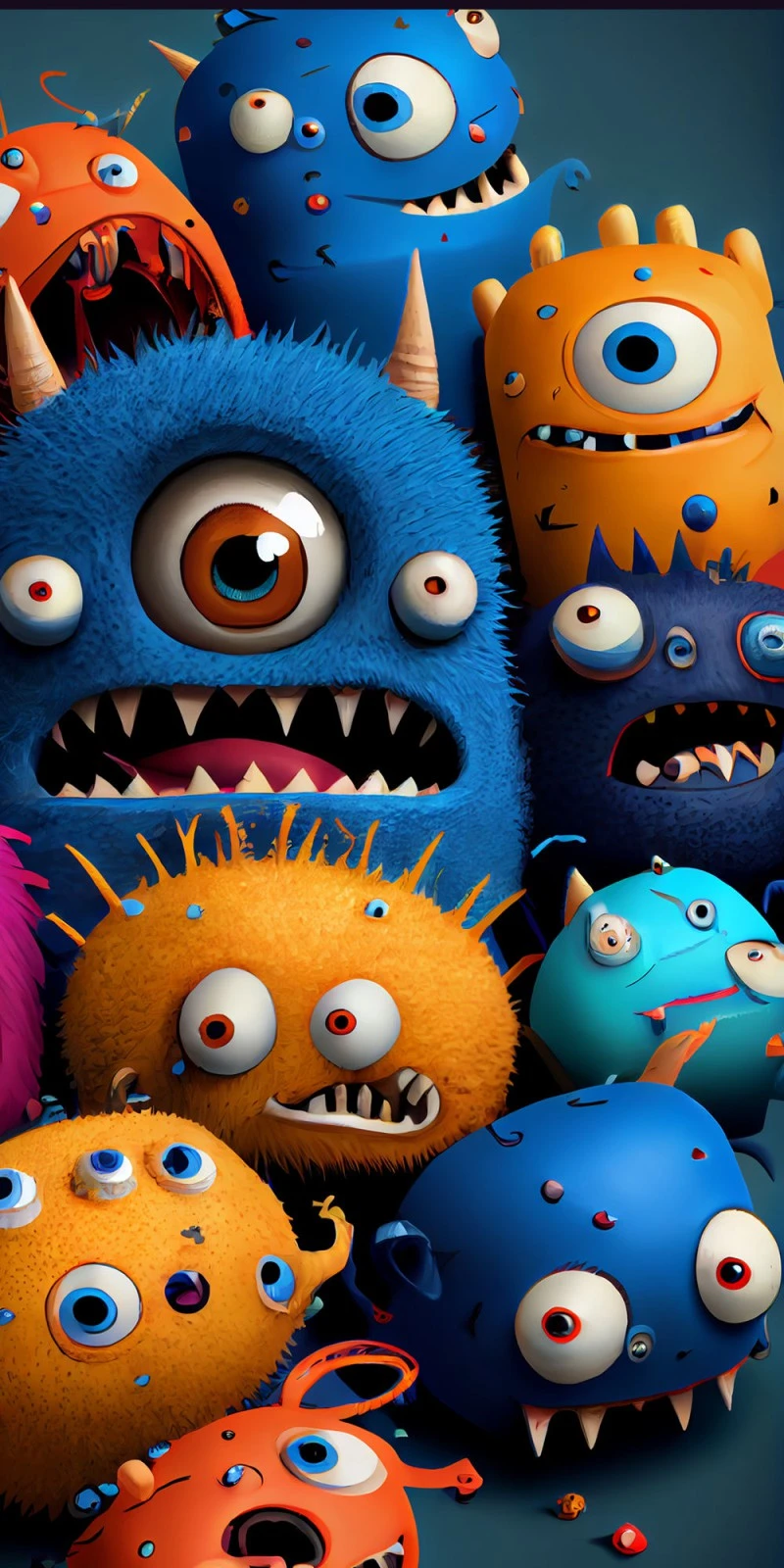 A Cluster of Playful Furry Monsters 4K Mobile Wallpaper