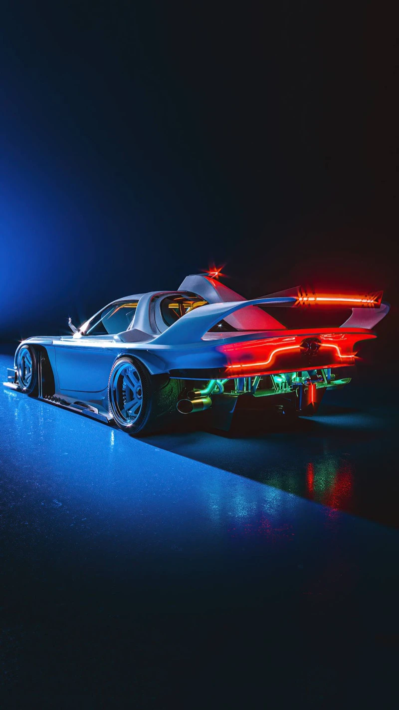 Retro-Futuristic Sports Car 4K Mobile Wallpaper