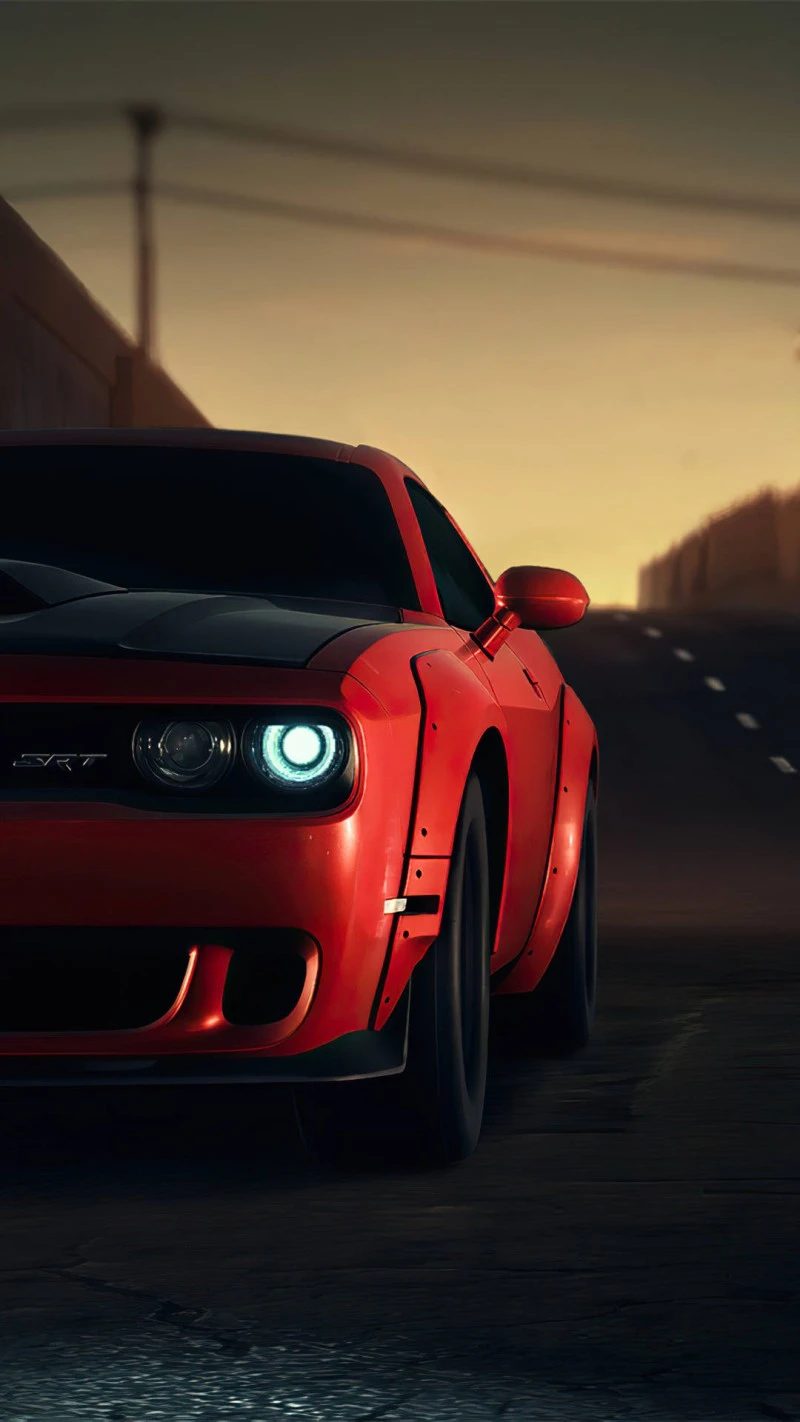 Red Dodge Challenger SRT 4K Mobile Wallpaper