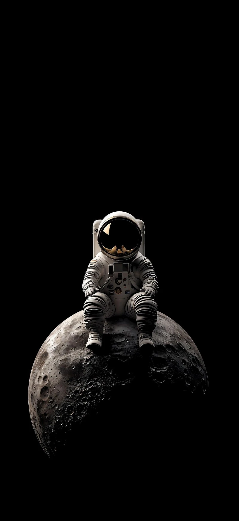 Dark Astronaut Standing on the Moon Space Wallpaper 4K Mobile Wallpaper